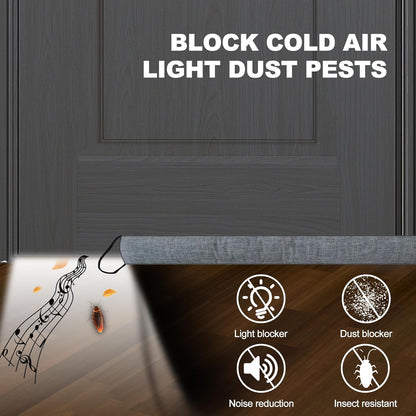 QUOLIX Triangle Under-Door Draft Stopper, 32" Noise Blocker, Weighted Weather Stripping, Gray Cotton & Polyester, Multi-Function Noise & Light Blocker,Gray