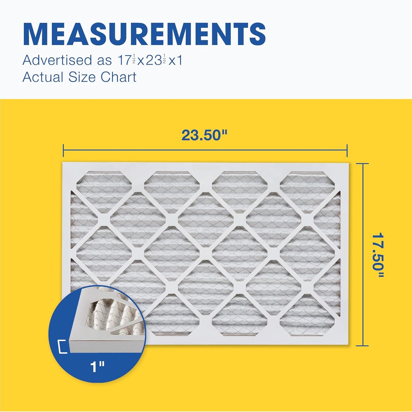 Aerostar 17 1/2x23 1/2x1 MERV 13 Pleated Air Filter, AC Furnace Air Filter, 6 Pack (Actual Size: 17 1/2" x 23 1/2" x 1")