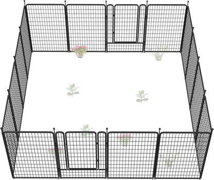 FXW Garden Fence Outdoor for The Yard – 50in(H) x 40.1ft(L) Heavy Duty Metal Animal Barrier for Dog and Rabbit, Decorative Dog Fence, 16 Panels, Black