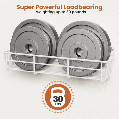 5 Pack Spice Rack Seasoning Organizer Wall Mount, Screw or Adhesive Hanging Shelf Basket Spice Organizer Shelf for Kitchen, White