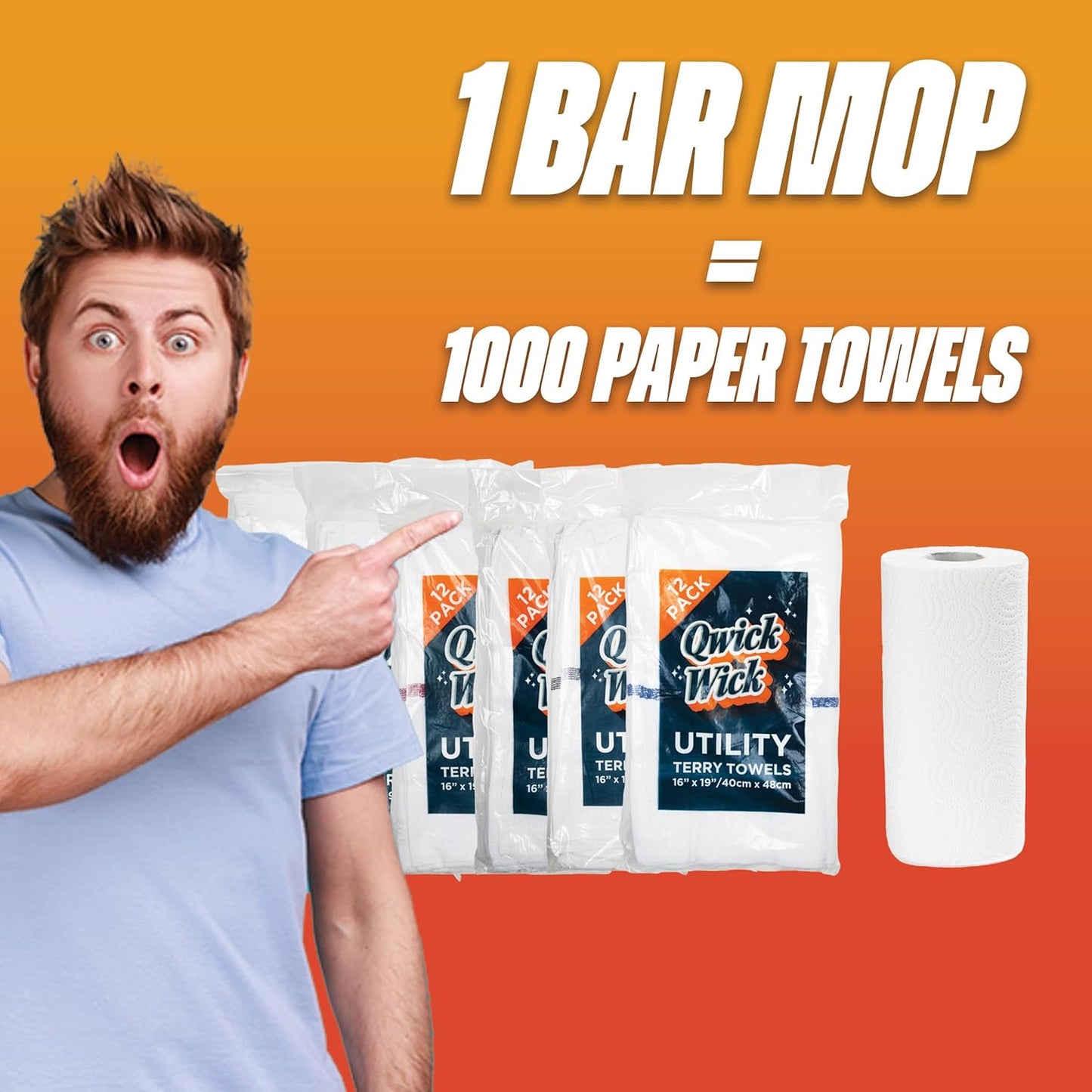 Arkwright Qwick Wick Bar Mop Towels Bulk - (Pallet of 4200) 100% Cotton Quick Dry, Super Absorbent Multipurpose Cleaning Rags for Restaurants, Kitchen, Bathroom, Hotel, 16 x 19 in, Green Stripe