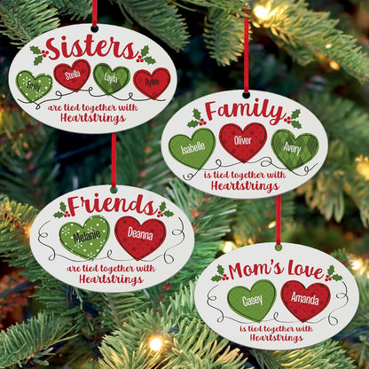 Let’s Make Memories Personalized Christmas Ornament - for Sisters - 2024 Christmas Ornament - Wood - Oval - 2–6 Names - Heartstrings