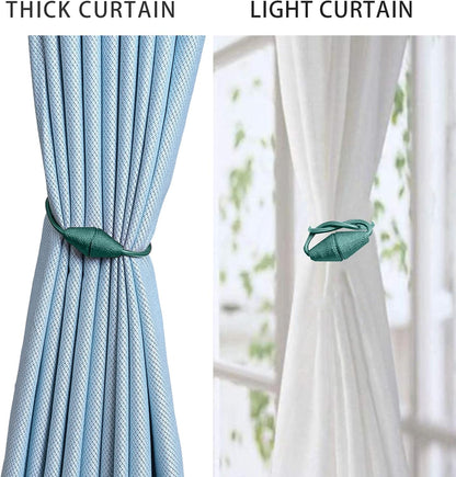 2 PCS Magnetic Curtain Tiebacks, European Style Convenient Drape Tie Backs Holdbacks for Thin or Thick Home & Office Window Draperies, No Tools Required （Teal）