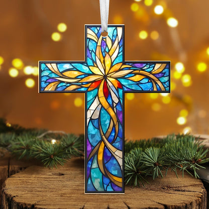 FLAGWIX Christian Gifts for Women Men - Acrylic Christmas Ornaments 2025 - Catholic Spiritual Religious Gifts for Women Mom Grandma, Cross Ornaments for Christmas Tree, Religious Gift, Cross Ornament