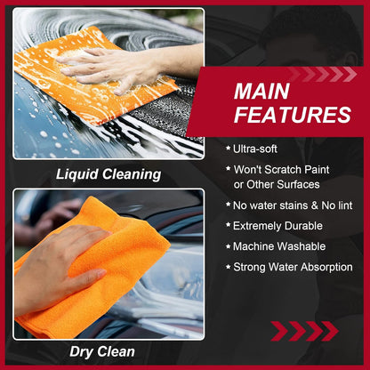 200 Pcs Microfiber Cleaning Cloth 16x16 Inch Microfiber Towels for Car Ultra Absorbent Cleaning Rags Reusable Lint Free Streak Free Detailing Towel for Car Washing Drying Dusting (Orange)