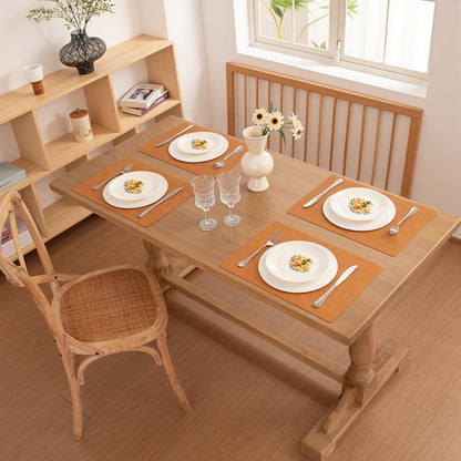 FROMHEART Faux Leather Placemats Set of 12–Waterproof,Heat/Oil Stain-Resistant PU Table Mat–Reversible,Non-Slip,Easy to Clean Place Mats for Kitchen,Dining,Indoor/Outdoor,(Orange-Grey,11.8" x 17")