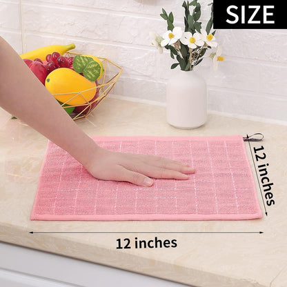 Homaxy 100% Cotton Terry Kitchen Dish Cloths, Ultra Soft and Absorbent Dish Towels for Kitchen, Suitable for Drying and Washing Dishes, 8 Pack, 12 x 12 Inches, Pink