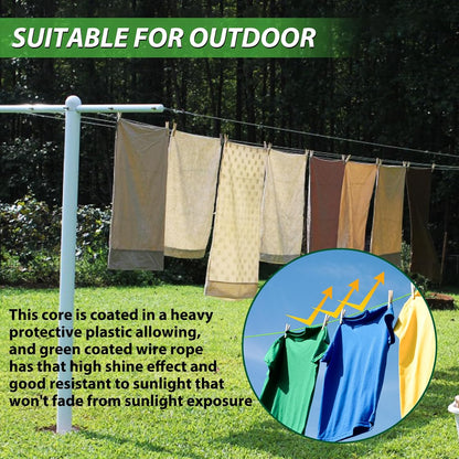 1/8" Wire Rope, 100 Ft PVC Coated Wire Cable Metal Steel Cable Trellis Kit, Multi-use Clothes Line for T Post/Climbing Grapevines Plants Outdoor/String Light Hanging Kit