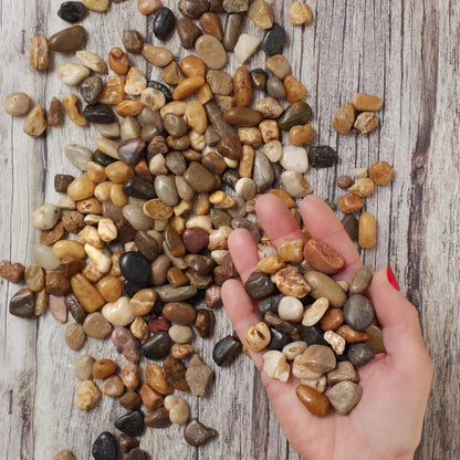 Royal Imports 2LBS River Rocks Decorative Ornamental Pebbles, Garden Landscaping Stones, Gravel Filler for Plants, Vases, Succulents, Home Decor, Aquariums, Crafting, Animal Habitat - Small Natural