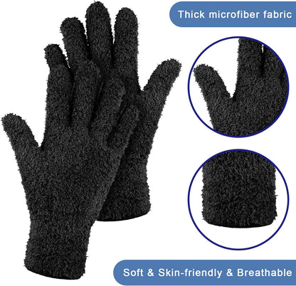 Patelai 3 Pairs Microfiber Plant Dusting Gloves Leaf Cleaning Gloves for Indoor Plants, Blinds, Furniture, House(Medium,Black)