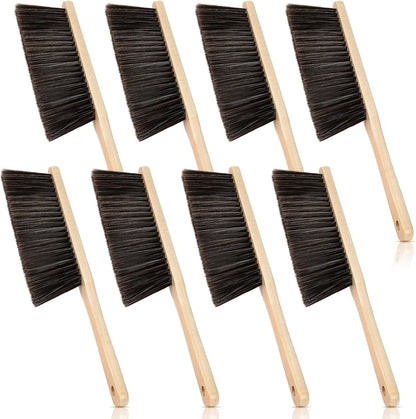 Tioncy 8 Pieces Wooden Dust Brush Bulk Hand Broom Bench Soft Bristle Cleaning Outdoor Furniture Brushes with Long Wood Handle for Cleaning Car Bed Sofa Fireplace Couch Clothes