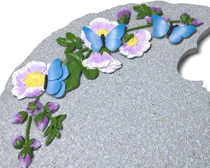 Let's Make Memories Personalized Garden Décor - Custom Garden Stone - Indoor/Outdoor - for Mom or Grandma - for Her - Engraved - Durable Resin - Butterfly Stone