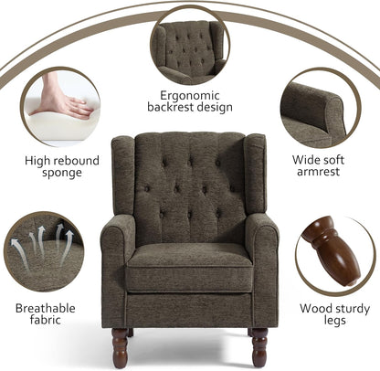Lumibee High Back Accent Chair Set of 2,Upholstered Wingback Armchair with Solid Wood Legs for Small Spaces,Comfy Single Sofa Chair for Living Room,Bedroom,Office-Taupe