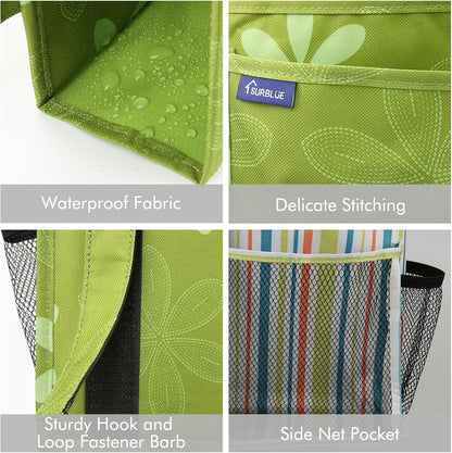 Surblue Caddy Hanging Organizer Bedside Storage Bag for Bunk and Hospital Beds, Flower, L