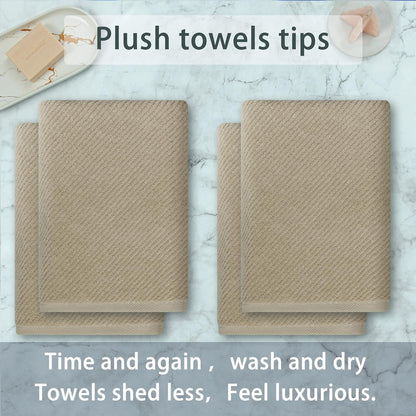 VOOVA & MOVAS Bath Towels Set of 4, Large 30" x 56" - 100% Cotton | Quick Dry | Light Weight | Thick | Soft | Absorbent, Towel Set for Bathroom, Bathroom Essentials, Dark Beige