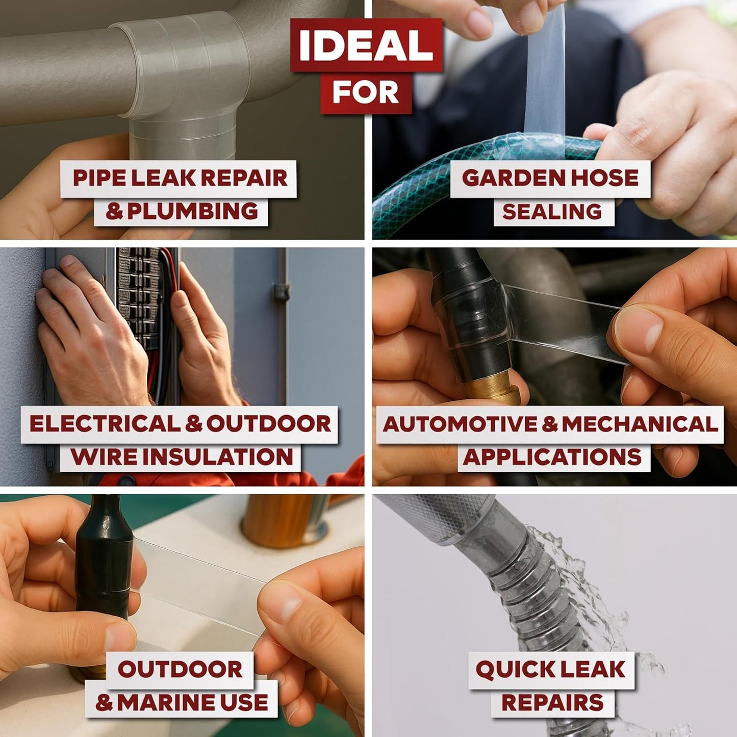 XFasten Self Fusing Silicone Tape Waterproof Clear – 1" x 36 Feet (3-Pack 108ft), Self Amalgamating Tape, Silicone Rubber for Plumbing, Sealing Pipes, Hose Repair, Outdoor Coax and Electrical Cables