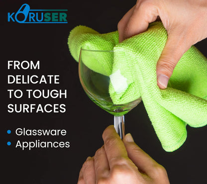 Microfiber Cleaning Cloths - Pack of 12 (16'' x 16'') - Reusable and Washable - All Purpose Towels for Multi Purpose Indoor/Outdoor Cleaning/Dusting/Polishing on Kitchen/Bathroom/Auto Surfaces