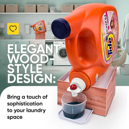 Skywin Laundry Room Organizer and Drip Tray - Soap Cup Storage for Liquid Detergent Containers (Wood)