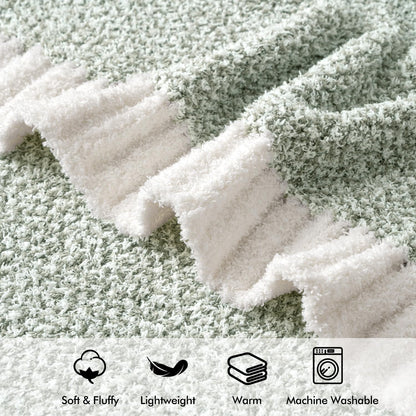 MIULEE Sage Green Super Soft Throw Blanket for Couch, Cozy Fluffy Warm Throws Knit Blankets for Sofa, Bed, Chair, Living Room, Camping, Picnic, Spring Home Decor,50 x 60 inch