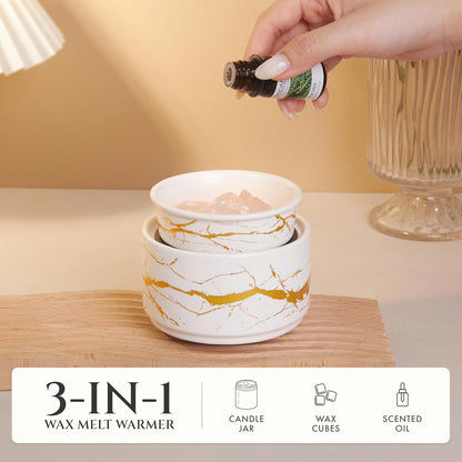 PALANCHY Wax Melt Warmer Ceramic 3-in-1 Oil Burner Electric Candle Wax Warmer Burner Melter Fragrance Warmer for Scented Waxs Home Office Bedroom Aromatherapy Gift & Decor
