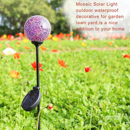 VCUTEKA Solar Garden Lights - Mosaic Solar Lights Outdoor Decor Pathway Light Waterpoof LED Stake Light for Landscape Lawn Patio Yard Decoration 1 Pack