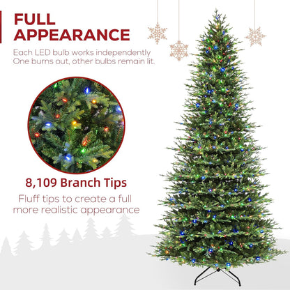Hykolity 12 ft Prelit Christmas Tree, Artificial Christmas Tree wth 850 Color Changing LED Lights, 8109 PE&PVC Realistic Branch Tips, Metal Stand and Hinged Branches, 10 Modes