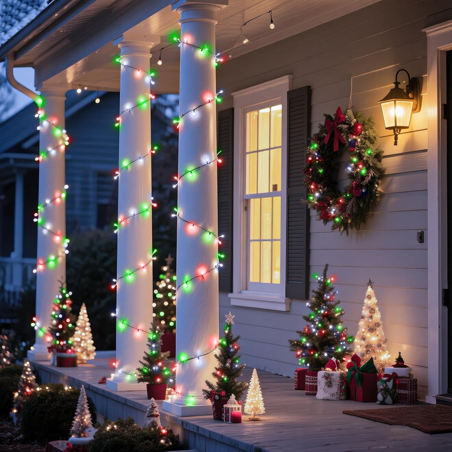 66FT 200 LED Christmas Lights Outdoor, Christmas Tree Lights with 8 Modes Waterproof, Plug in Connectable String Twinkle Light Green Wire for Tree Patio Wedding Party Decorations, Red White Green