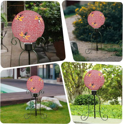 VCUTEKA Gazing Ball, 8" Glass Gazing Balls Sphere for Garden Lawn Outdoor Ornament Yard Decorative, Bee