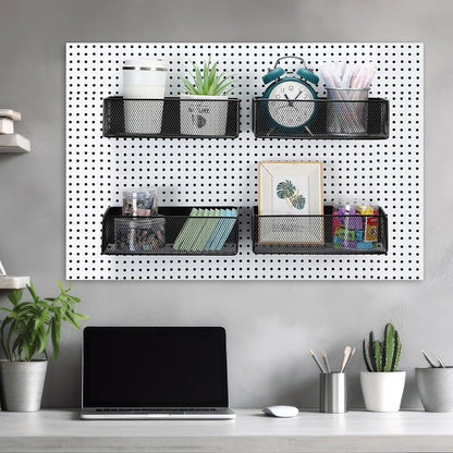 Tioncy 4 Pcs Magnetic Storage Bin Magnetic Locker Organizer for Pegboard Refrigerator Shelves Basket Container Wire Storage Holder for Kitchen Home Whiteboard(Black,10.6''l)