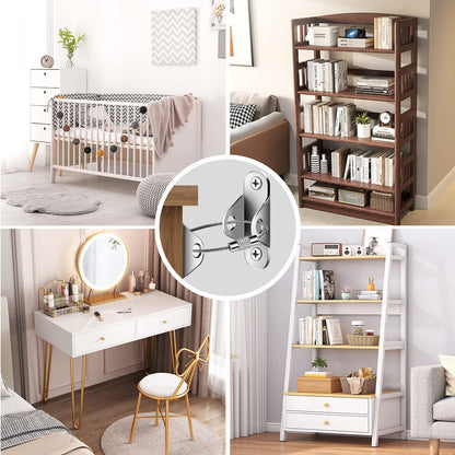 Furniture Anchors (10 Packs) Anti Tip Furniture Anchors for Baby Proofing, Furniture Wall Anchor Earthquake Straps for Furniture Dresser Wall Safety Anchor Furniture Fasteners to Wall, Silver