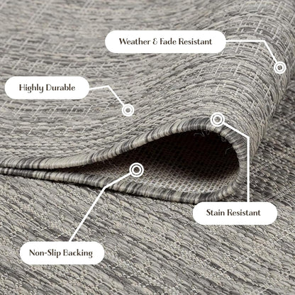 Adiva Rugs Outdoor Indoor Area Rug, Weather Resistant, Easy to Clean, Stain Resistant Floor Mat for Dining Room, Backyard, Deck, Patio (Silver Weiss, 2' x 3')