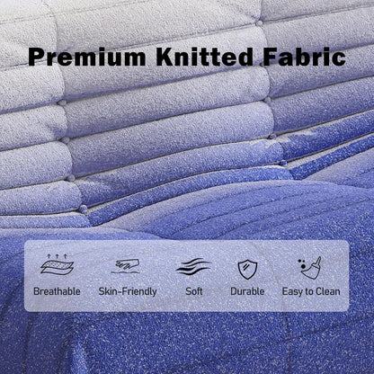 Bean Bag Chair, Loveseat Fireside Chair Bean Bag Sofa Large Bean Bag Chair for Adults, 2 Seater Bean Bag Chairs for Teens with High Density Comfortable Foam, Bean Bag for Living Room (Blue&White)