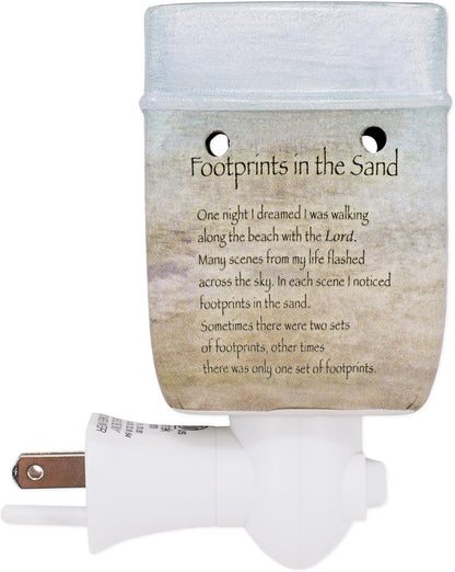 Elanze Designs Footprints in The Sand Ceramic Stoneware Electric Plug-in Outlet Wax and Oil Warmer