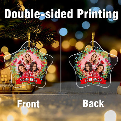 Personalized Christmas Ornaments, Crystal Custom Hanging Ornaments, Decorative Photo Hanging Glass Pendant, Design Own Picture, Gifts for Christmas, Star Decor for Family/Friends