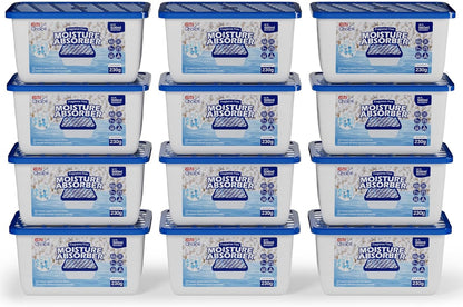 W&E Choice Moisture Absorbers, Portable Humidity Absorber Boxes for Your Bathroom, Closet & Car, Dehumidifier with Fragrance Free, 12 Pack