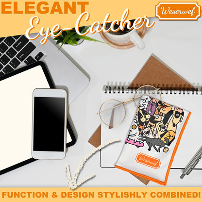 WESERWEF Design Microfiber Glasses Cleaning Cloth – Premium Cleaning Cloth for Eyeglasses, Screens, Tablets, Cameras & Lenses, 12" x 12", Ultra-Soft & Scratch-Free (Funny Dogs)