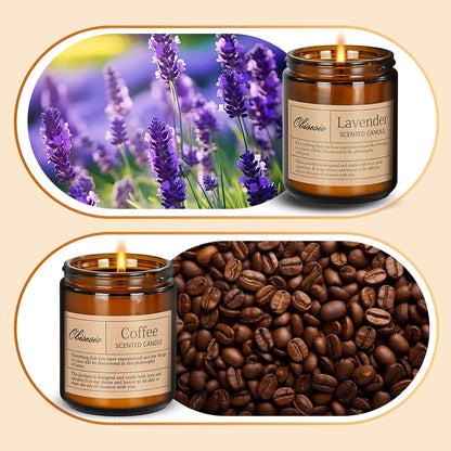 Scented Candles, Candles for Home Scented, 2Pack 14oz Bath and Body Works Candle for Women, Aromatherapy Jar Candle Gift for Home(Coffee & Lavender)