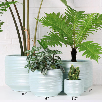 10 Inch Ceramic Plant Pot with Drainage – Large Flower Pot for Indoor Outdoor Plants, Modern Decorative Planter for Patio, Balcony, Garden, or Home Decor