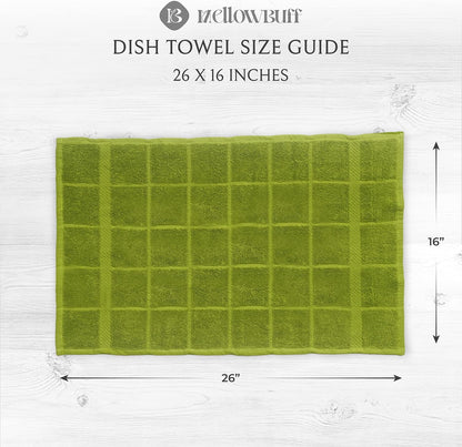 100% Cotton Terry Dish Cloth & Dish Towel, 6 Pack, Super Soft and Absorbent Kitchen Towels, Perfect for Kitchen Cleaning and Dish Washing (Green (DT and DC Combo))