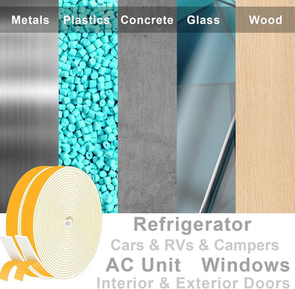 Weather Stripping Strong Adhesive 1 inch x 1/8 inch Weather Stripping Door Seal Closed Cell Foam Insulation Tape for Window and Doors,Total 16.5Feet (16.5Ft x 1 Roll)