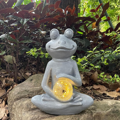 Solar Frog Garden Figurines Solar Lights Yoga Frog Statue for Outdoor Garden Patio Yard Frog Decor Gifts for Women Grandma Mother's Day Birthday Gifts