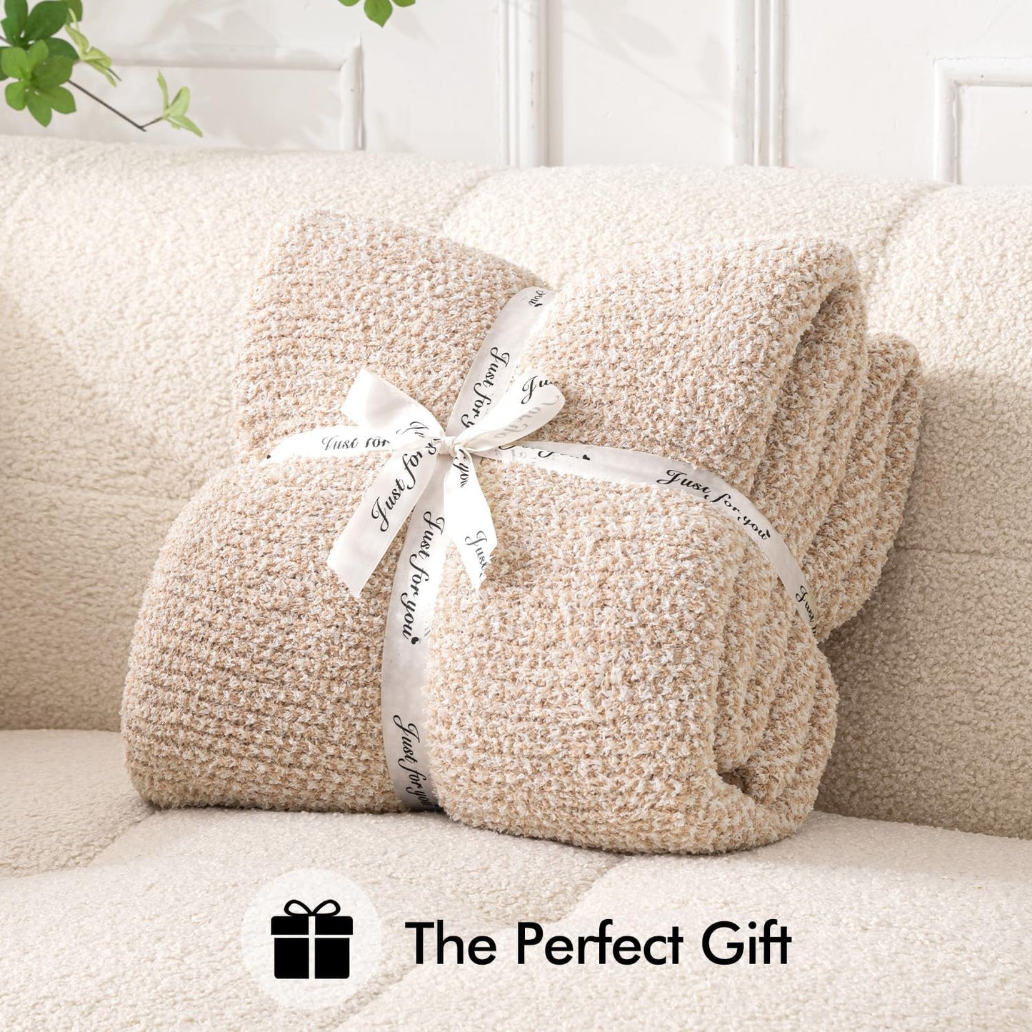 MIULEE Beige Super Soft Throw Blanket for Bed, Twin Size Cozy Fluffy Warm Blankets Knit Blankets for Couch, Sofa, Chair, Living Room, Camping, Picnic, 60 x 80 inch