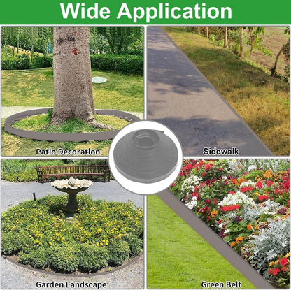 Landscape Edging,33ft x 4inch Tall Plastic Garden Edging Border with 30 Spikes,Lawn Edging for Landscaping Flower Bed,Yard,Patio-Grey