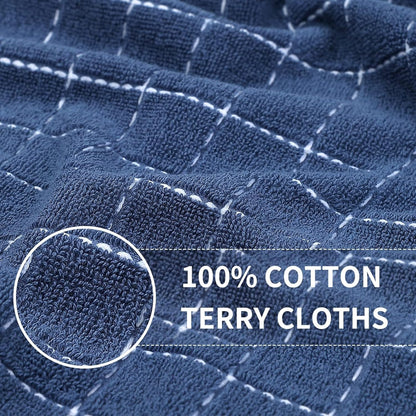 Homaxy 100% Cotton Terry Kitchen Towels(Navy Blue, 13 x 28 inches), Checkered Designed, Soft and Super Absorbent Dish Towels, 12 Pack