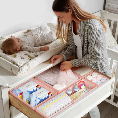 DIMJ Drawer Organizer Clothes 20 Pack - Foldable Baby Organizers and Storage & Dresser Organizer for Bedroom, Closet - Nursery Organization Dresser Dividers for underwear, Sock,Bra, Belt, Tie, Pink