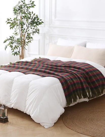 ZonLi Christmas Plaid Throw Blanket, 50" x 60" Christmas Decorative Blankets, Decorative Vintage Throws with Tassel for Couch, Bed, Sofa, Chair, Outdoor, Cozy Warm Lightweight Farmhouse Blankets