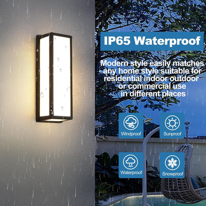 2-Pack Outdoor Wall Light LED 30W Aluminum - Black Modern Exterior Sconce,3000K Warm,Waterproof Rectangular Porch Wall Mount Lighting Brightens to Patio,Garage,Front Door