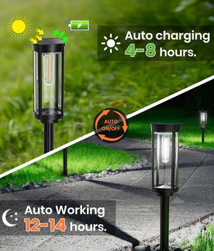 4 Pack Solar Pathway Lights Outdoor, Modern Super Brightness LED Path IP65 Waterproof Garden Lights Solar Powered Landscape Lighting for Outside Yard Garden Driveway Walkway
