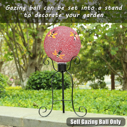 VCUTEKA Gazing Ball, 8" Glass Gazing Balls Sphere for Garden Lawn Outdoor Ornament Yard Decorative, Bee