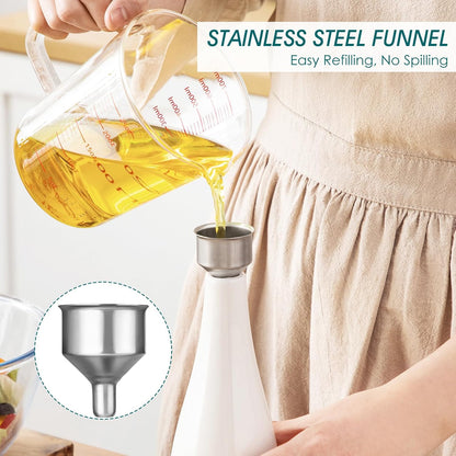 vancasso 16 Oz Ceramic Olive Oil Dispenser Bottle, Bottle Dispenser with Spout and Funnel for Kitchen,Suitable for Oil, Vinegar, Coffee Syrups & Other Liquids, White